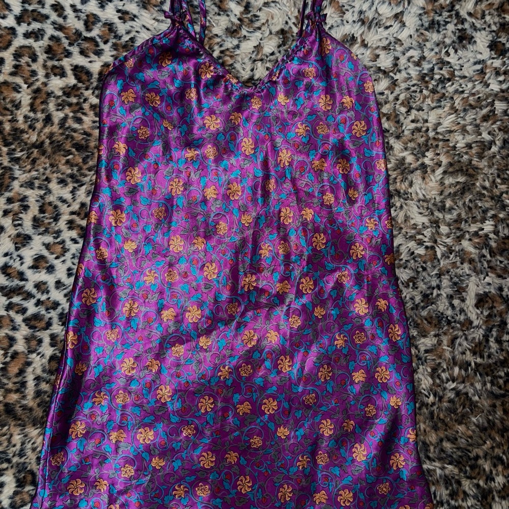 Whimsygoth Floral Satin Purple Nightgown